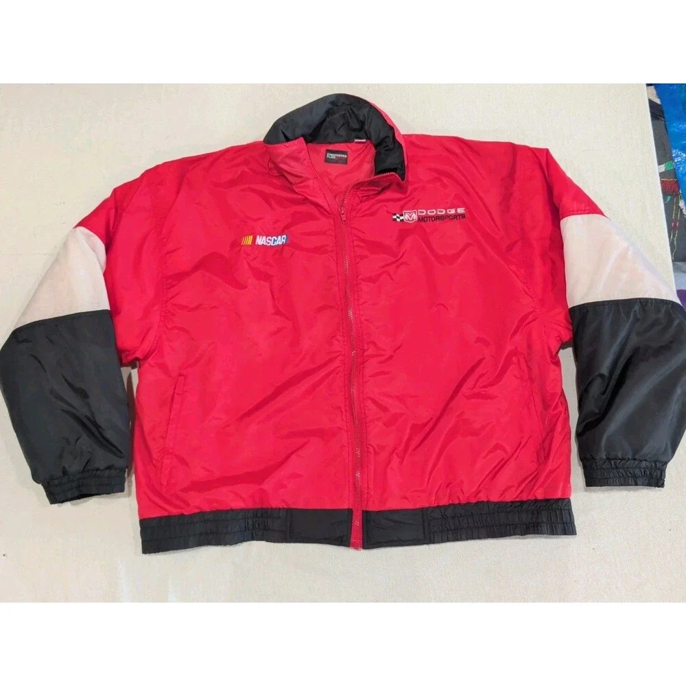 NASCAR Dodge Motorsports Ram Vintage Racer Jacket Checkered Flag Sports Adult XL